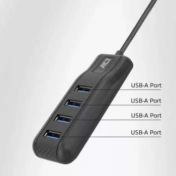 ACT AC6320 USB-keskitin USB 3.2 Gen 1 (3.1 Gen 1) Type-A 5000 Mbit/s musta