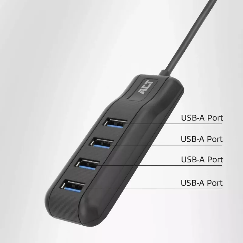 ACT AC6420 USB-keskitin USB 3.2 Gen 1 (3.1 Gen 1) Type-C 5000 Mbit/s musta
