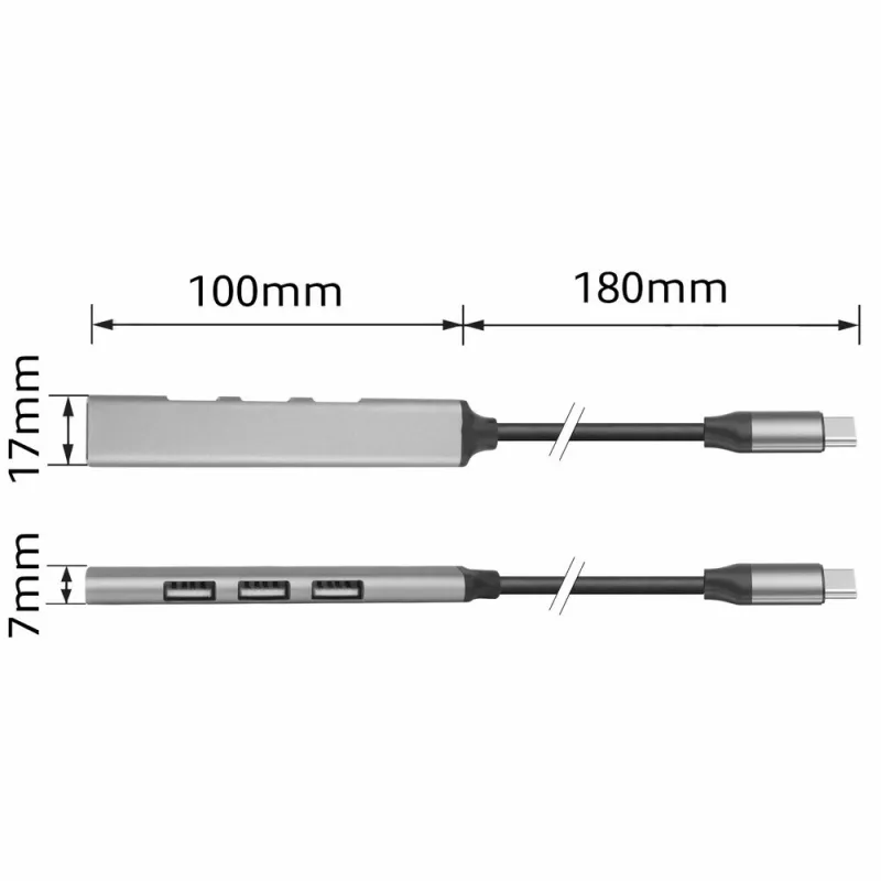 USB-keskitin ACT AC6425 Type-C 5000 Mbit/s alumiini harmaa