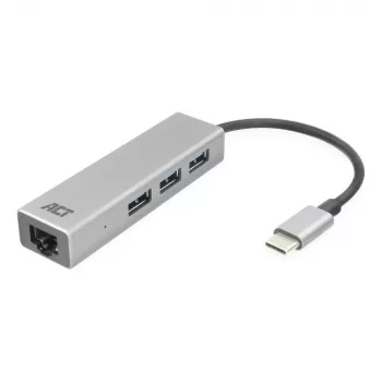 USB-C-keskitin ACT AC7055 3x USB-A Gigabit Ethernet