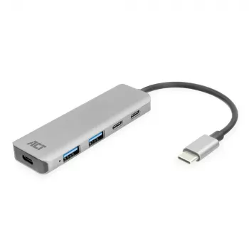 ACT AC7072 USB 3.2 Gen 1 Type-C -keskitin 5000 Mbit/s musta harmaa