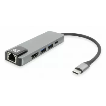 ACT USB-C 4K -telakointiasema 1 HDMI-näytölle, Ethernet, USB-A, PD-läpivienti