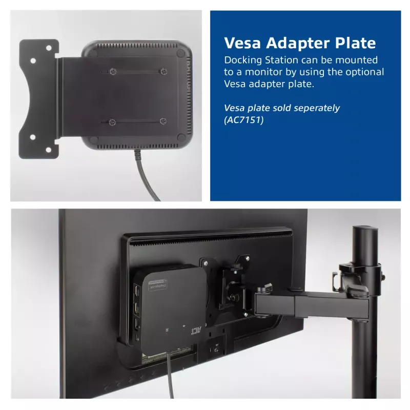ACT universaali USB-C-telakointiasema 4K, 2 HDMI/DisplayPort-näytölle, DisplayLink, kompakti muotoilu