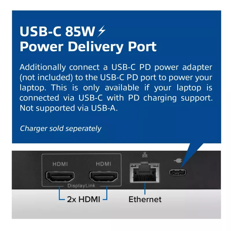 ACT universaali USB-C-telakointiasema 4K, 2 HDMI/DisplayPort-näytölle, DisplayLink, kompakti muotoilu