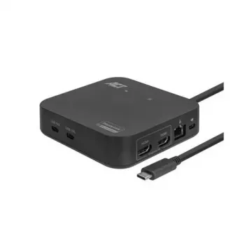 ACT universaali USB-C-telakointiasema 4K, 2 HDMI/DisplayPort-näytölle, DisplayLink, kompakti muotoilu