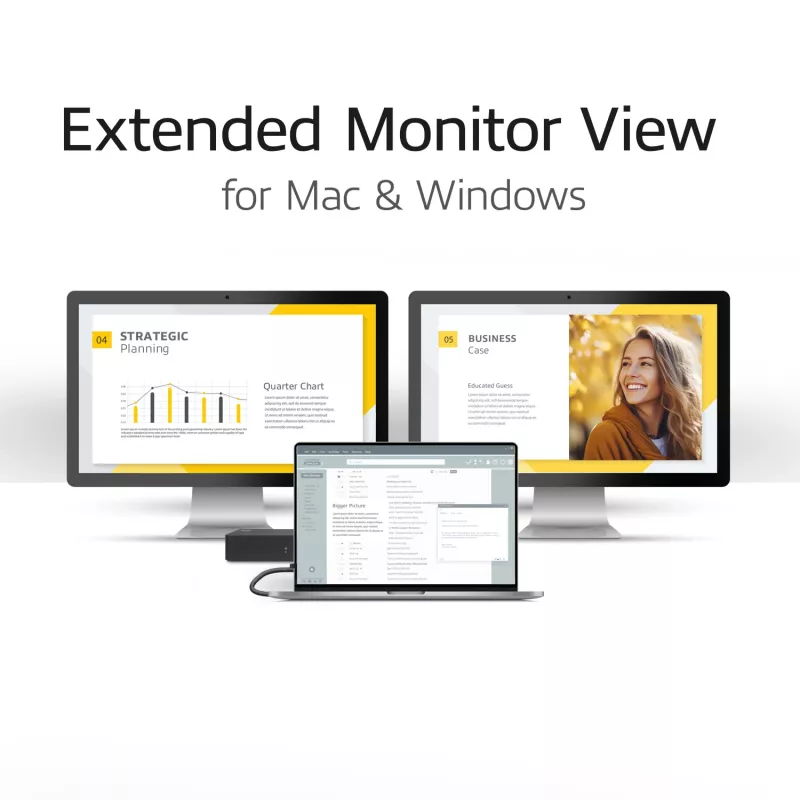 ACT USB-C-telakointiasema 4K, 2 HDMI- tai DisplayPort-näytölle, DisplayLink