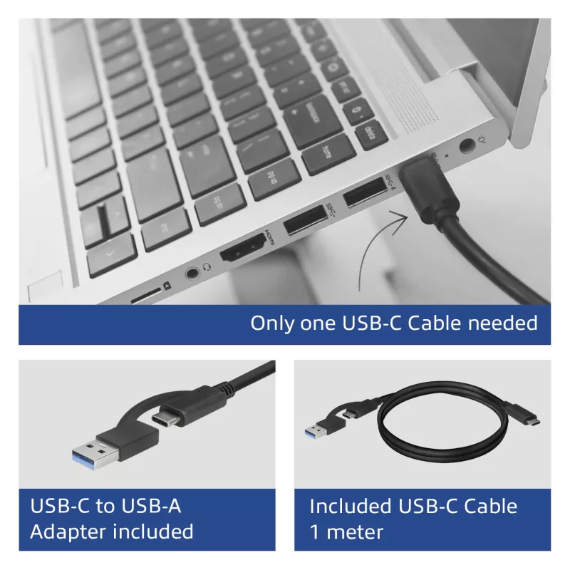 ACT USB-C-telakointiasema 4K, 2 HDMI- tai DisplayPort-näytölle, DisplayLink