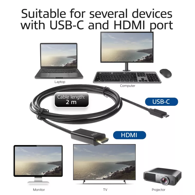 USB-C-HDMI-kaapeli ACT AC7315 2 m