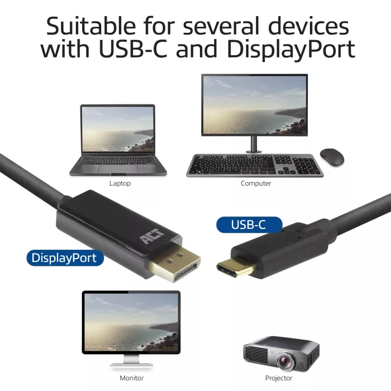 USB-C-DisplayPort-kaapeli ACT AC7325 2 m