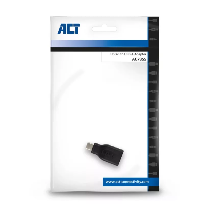 USB-C–USB-A-sovitin ACT AC7355 musta