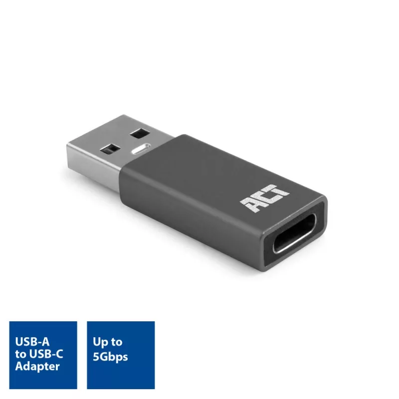 USB-A–USB-C-sovitin ACT AC7375 harmaa
