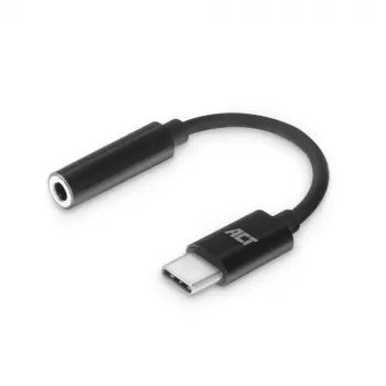 Audiokaapeli ACT AC7380 0,11 m 3,5 mm naaras USB Type-C uros musta