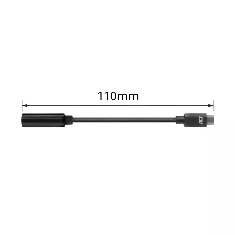 Audiokaapeli ACT AC7380 0,11 m 3,5 mm naaras USB Type-C uros musta