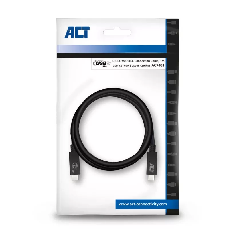 ACT USB 3.0 -kaapeli USB-C USB-IF-sertifioitu 1 m 5 Gbit/s
