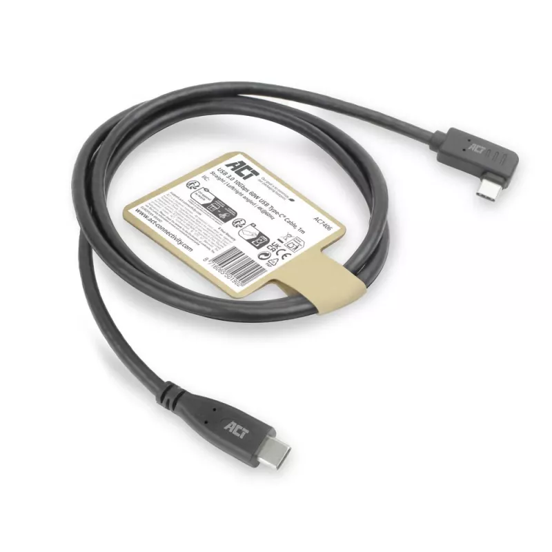 ACT USB 3.0 -kulmakaapeli USB-C 1 m 5 Gbit/s musta