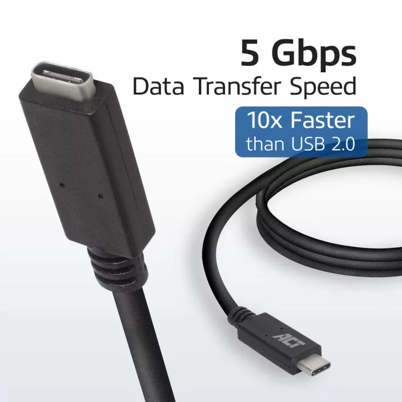 ACT USB 3.0 -jatkokaapeli USB-C 2 m 5 Gbit/s musta