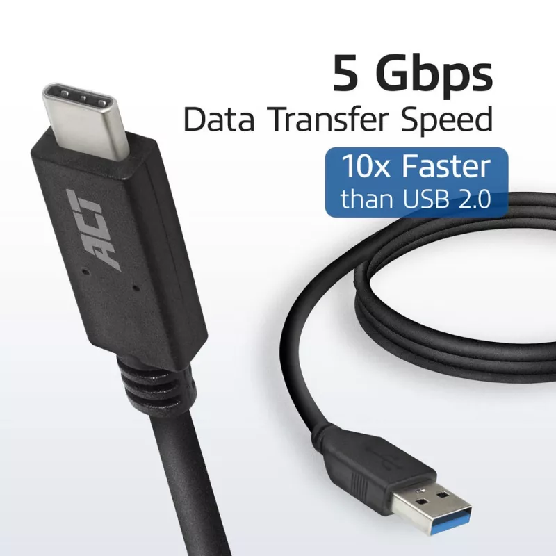 ACT USB 3.0 -kaapeli USB-A–USB-C 2 m 5 Gbit/s musta