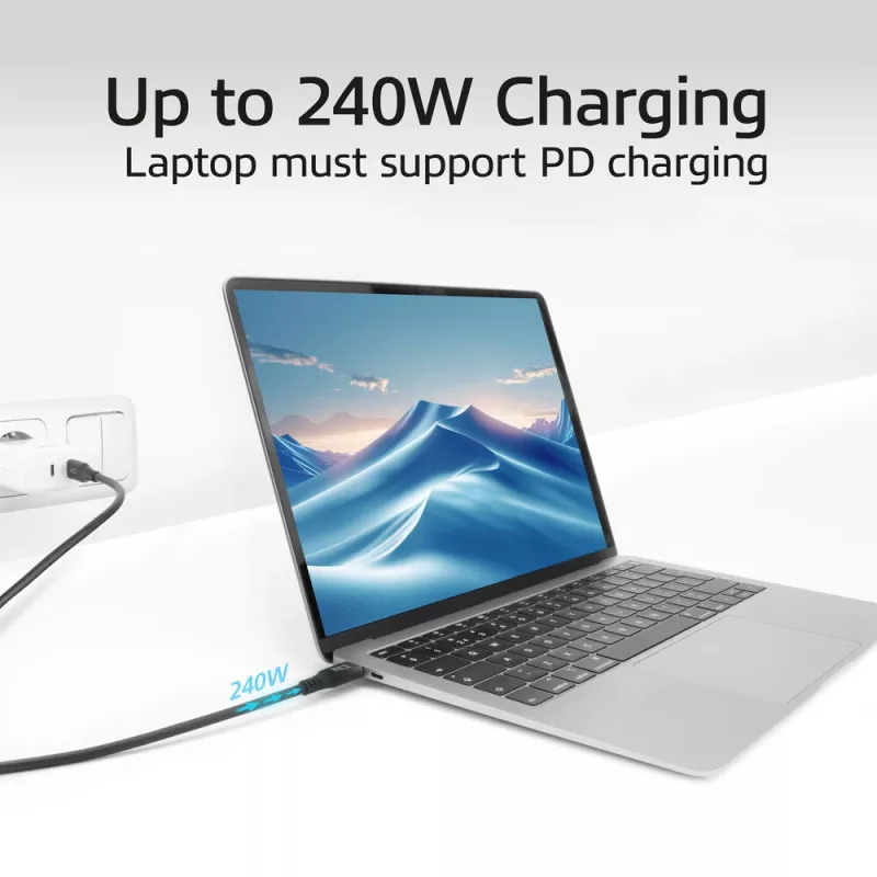 ACT USB4 20Gbps 240W USB Type-C kaapeli 0,5m musta