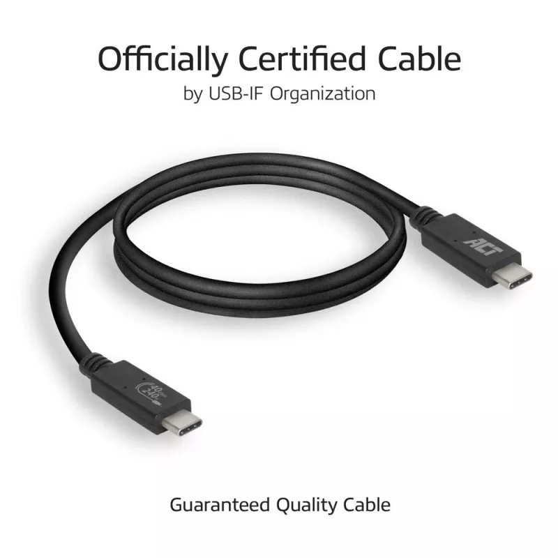 ACT USB4® 40 Gbit/s 240W USB Type-C® -kaapeli, USB-IF-sertifioitu, 0,8 metriä