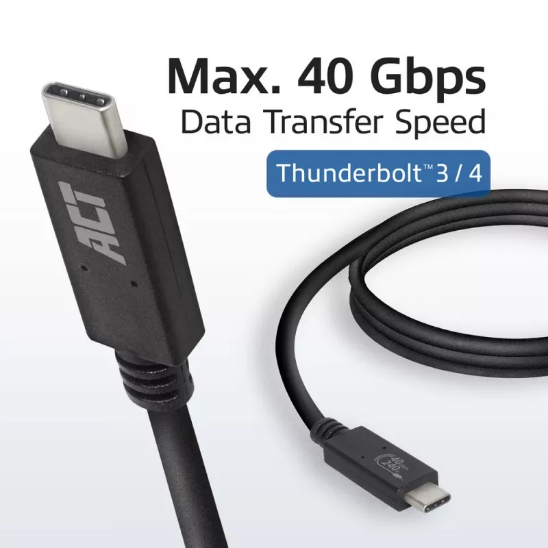 ACT USB4® 40 Gbit/s 240W USB Type-C® -kaapeli, USB-IF-sertifioitu, 0,8 metriä