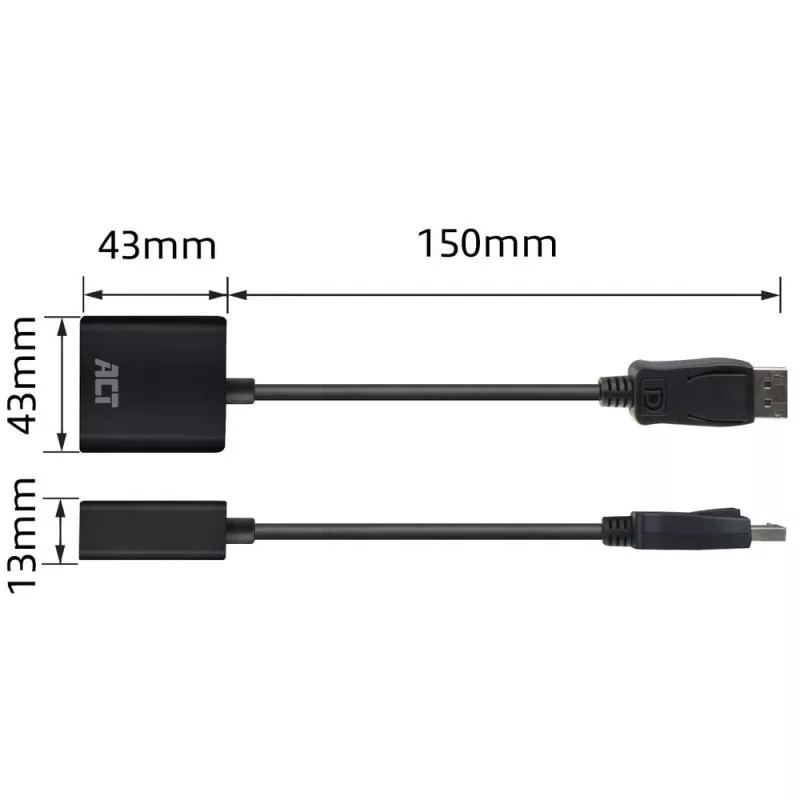 ACT DisplayPort-uros DVI-naaras -sovitin 0,15 m AC7510