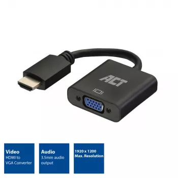 ACT 0,15 m, HDMI-A-uros VGA-naaras -sovitin, äänellä