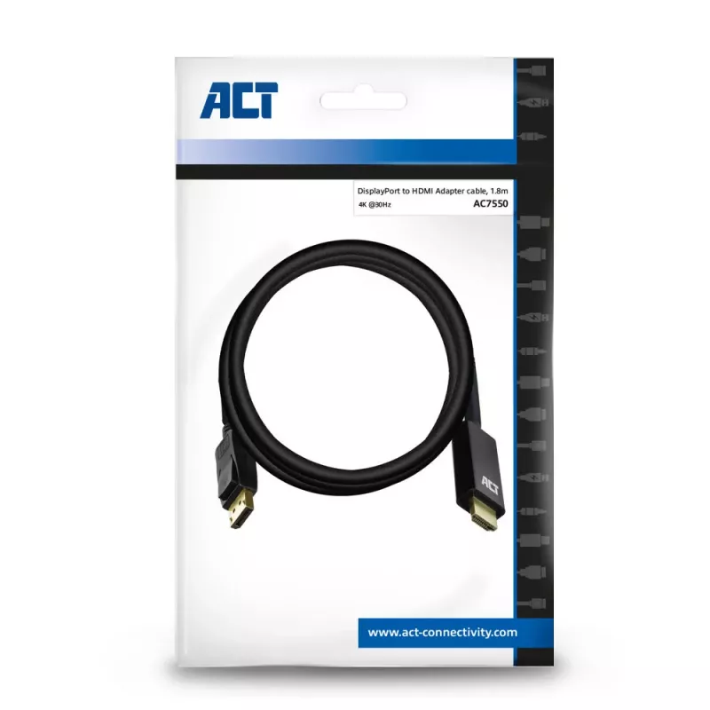 DisplayPort-HDMI-sovitinkaapeli ACT AC7550 1,8 m