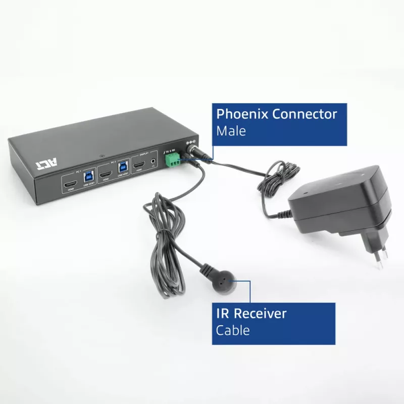 ACT 2-porttinen HDMI 4K@60Hz KVM-kytkin, USB 3.2 Gen1 (USB 3.0)