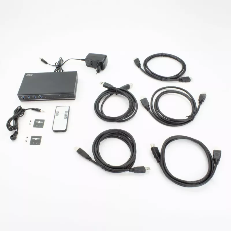 ACT 2-porttinen HDMI 4K@60Hz KVM-kytkin, USB 3.2 Gen1 (USB 3.0)