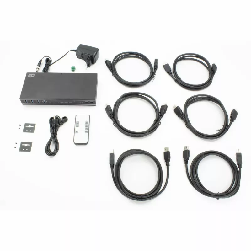 ACT 2-porttinen Dual HDMI 4K@60Hz KVM-kytkin, USB 3.2 Gen1 (USB 3.0)
