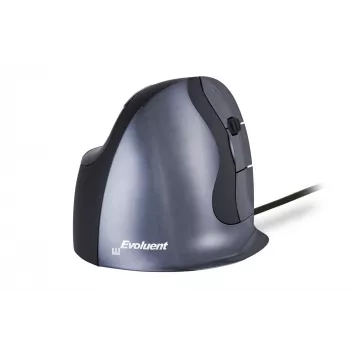 BakkerElkhuizen Evoluent D Large, oikeakätinen, pystysuunnittelu, laser, USB Type-A, 3200 DPI, musta, harmaa, hopea