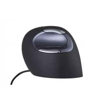 BakkerElkhuizen Evoluent D Large, oikeakätinen, pystysuunnittelu, laser, USB Type-A, 3200 DPI, musta, harmaa, hopea