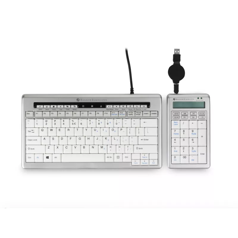 BakkerElkhuizen S-board 840 Numeric näppäimistö, USB, PC, 1,2 m, vaaleanharmaa, valkoinen