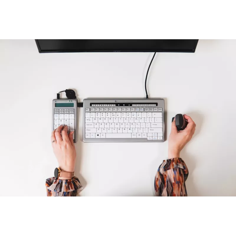 BakkerElkhuizen S-board 840 Numeric näppäimistö, USB, PC, 1,2 m, vaaleanharmaa, valkoinen