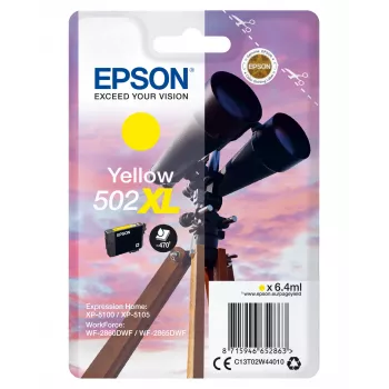 Epson yksittäispakkaus keltainen 502XL muste, suuri (XL) kapasiteetti, keltainen, pigmenttimuste, 6,4 ml, 1 kpl, 470 sivua