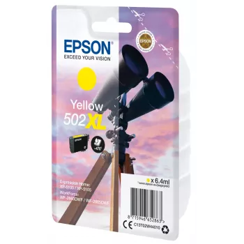 Epson yksittäispakkaus keltainen 502XL muste, suuri (XL) kapasiteetti, keltainen, pigmenttimuste, 6,4 ml, 1 kpl, 470 sivua