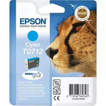 Epson Cheetah yksittäispakkaus syaani T0712 DURABrite Ultra muste, syaani, 1 kpl