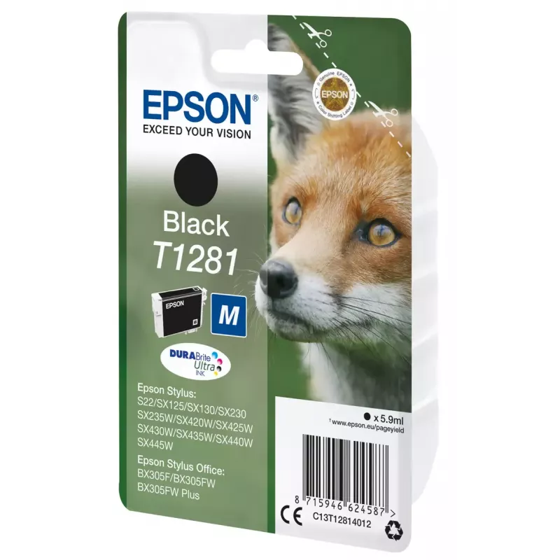 Epson T1281 Fox yksittäispakkaus mustepatruuna musta