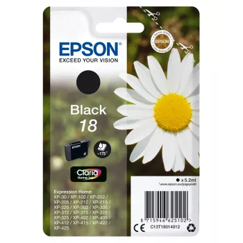 Epson Daisy yksittäispakkaus musta 18 Claria Home -muste, musta, pigmenttimuste, 5,2 ml, 1 kpl, 175 sivua