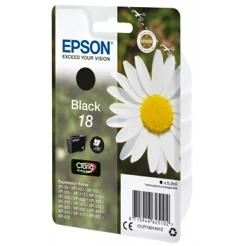 Epson Daisy yksittäispakkaus musta 18 Claria Home -muste, musta, pigmenttimuste, 5,2 ml, 1 kpl, 175 sivua