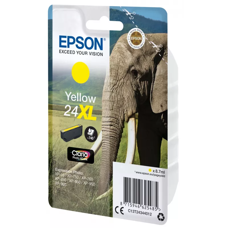 Epson Elephant yksittäispakkaus keltainen 24XL Claria Photo HD -muste