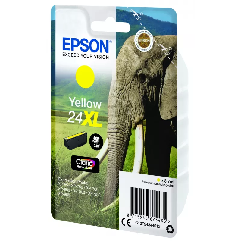 Epson Elephant yksittäispakkaus keltainen 24XL Claria Photo HD -muste