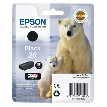 Epson Polar bear yksittäispakkaus musta 26 Claria Premium -muste, musta, pigmenttipohjainen muste, 1 kpl