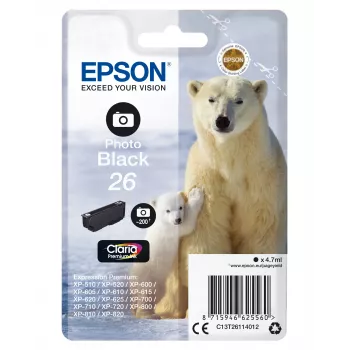 Epson Polar bear yksittäispakkaus valokuvamusta 26 Claria Premium -muste