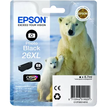 Epson Polar bear yksittäispakkaus valokuvamusta 26XL Claria Premium -muste
