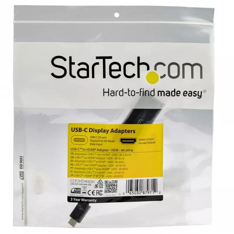 StarTech.com USB-C-HDMI-sovitin – 4K 60 Hz video, HDR10 – USB-C-HDMI 2.0b -sovitindongle – USB Type-C DP Alt Mode -HDMI-näyttöön/displayhin/TV:hen – USB-C-HDMI-muunnin