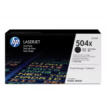 HP 504X 2 kpl:n pakkaus suurikapasiteettinen musta alkuperäinen LaserJet-värikasetti