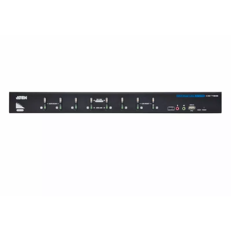ATEN 8-porttinen USB DVI Dual-Link KVM -kytkin äänellä