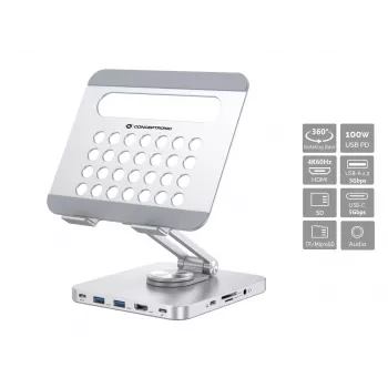 Conceptronic DONN26G, hopea, tabletti, multimediateline, alumiini, 100 W, MicroSD (TransFlash), SD, SDHC, SDXC