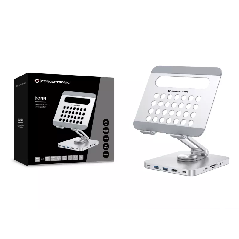 Conceptronic DONN26G, hopea, tabletti, multimediateline, alumiini, 100 W, MicroSD (TransFlash), SD, SDHC, SDXC